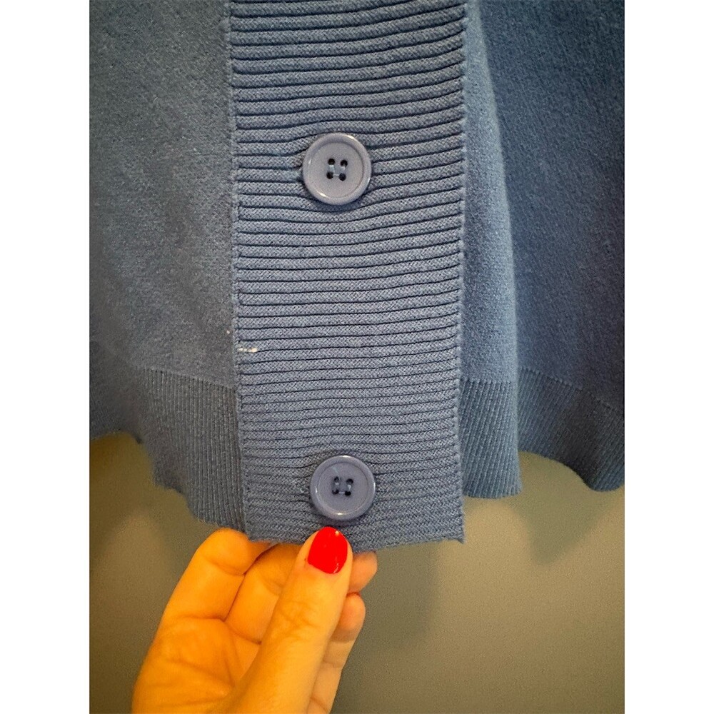 Oliver.O Cardigan Sweater Womens XL Blue Button Front Collared Pockets - Picture 4 of 8